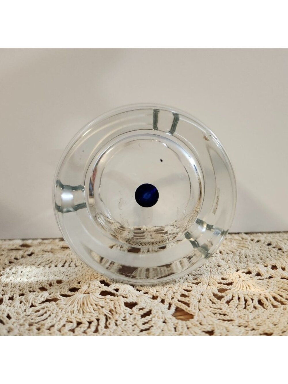 Art Glass Ashtray Controlled Cobalt Blue Bubble Heavyweight Krosnos Poland - Picture 5 of 12